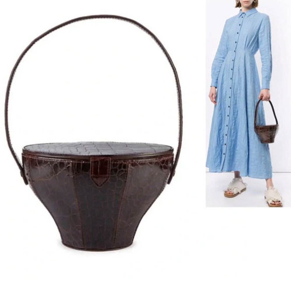 STAUD Alice Embossed Leather Top Handle Bag - Picture 1 of 11